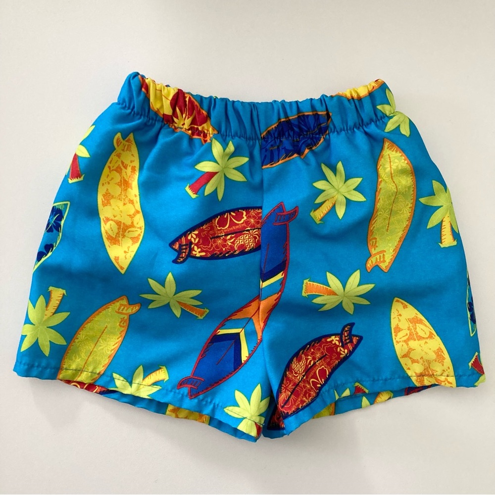 3/$20 Vintage Talbots Kids Colorful Palm Tree Surfboard Print Baby Swim Shorts